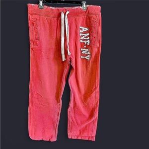 Abercrombie & Fitch Red Sweatpants with White Drawstring